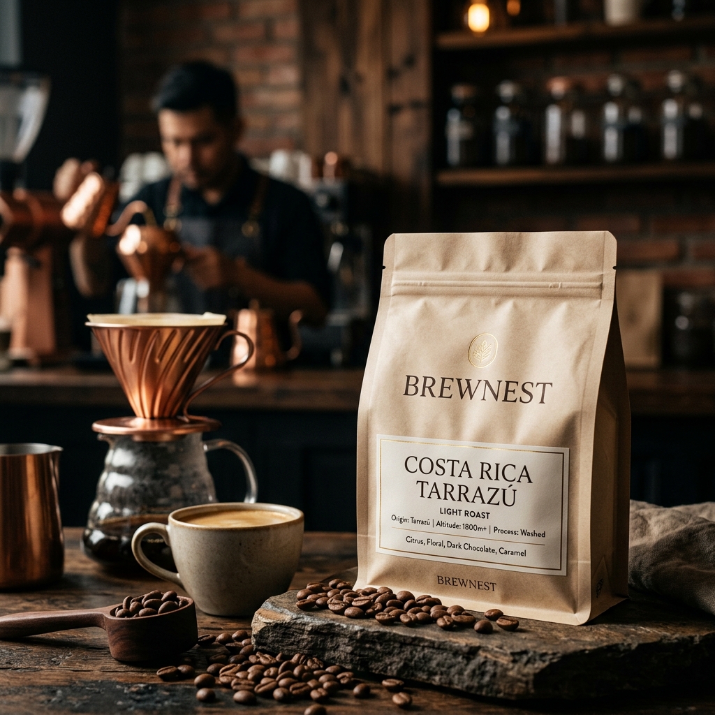 Premium whole bean coffee packaging of Costa Rica Tarrazú