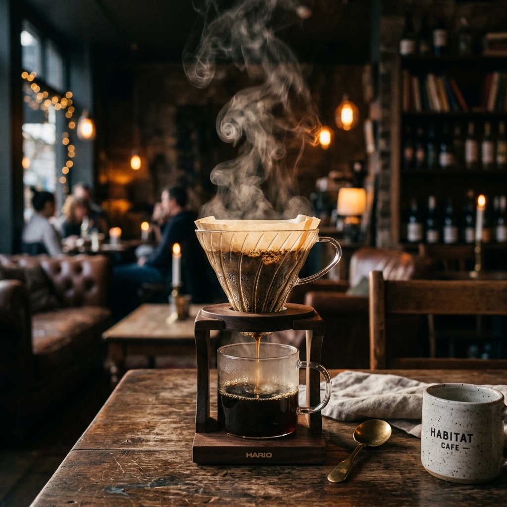 Hand-Poured V60 drip coffee setup